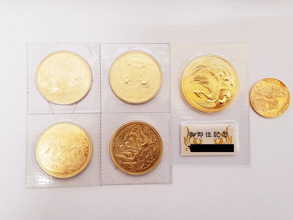 天皇陛下御即位記念、天皇陛下御在位60年記念10万円金貨、東京オリンピック記念純金コイン